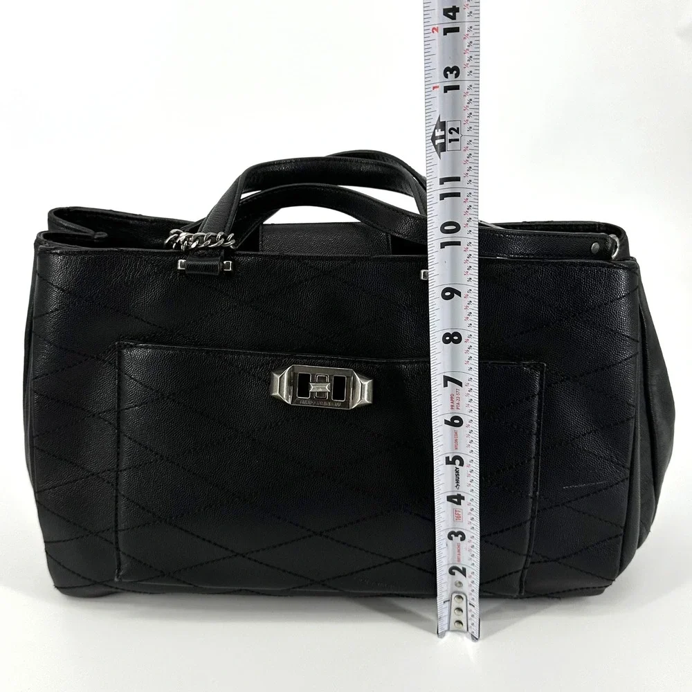 Rebecca Minkoff Je T'aime Work Tote Shoulder Bag Black‎ Diamond Stitched Leather